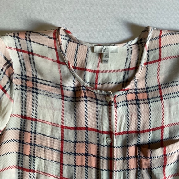 Joie Plaid Silk Blouse Size M - Picture 5 of 5